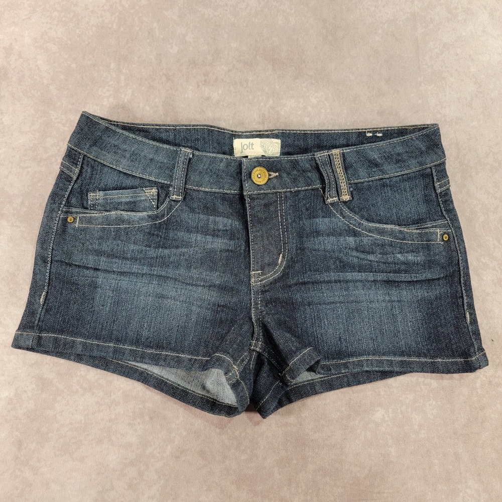 Jolt Womens Denim Shorts Dark Wash Low Rise Stretch Size 9/29W T737NTP8